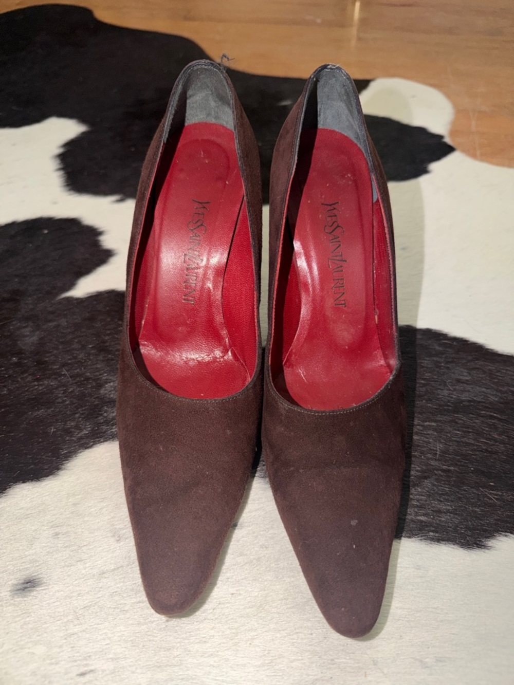 YSL Yves Saint Laurent Vintage Brown Suede Pointed Toe Pumps, size 7 - Picture 4 of 7